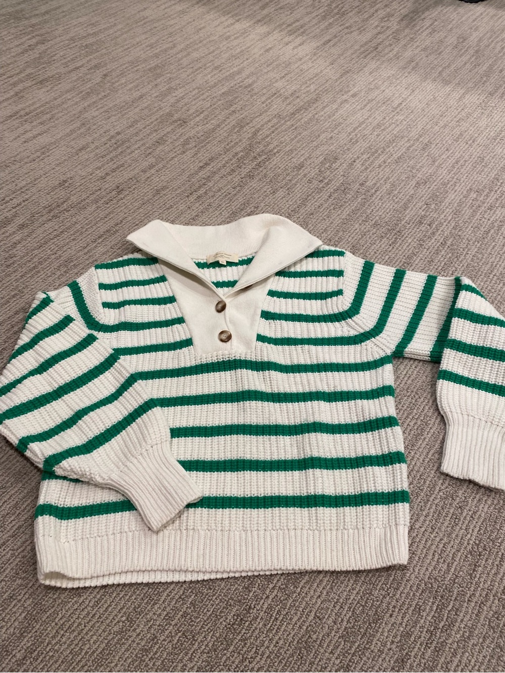 Sézane Stripe Sweater green and cream